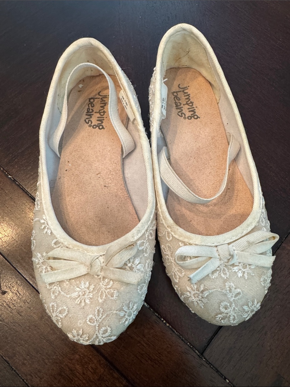 jumping beans Ivory Lace Ballet Flats with Bow